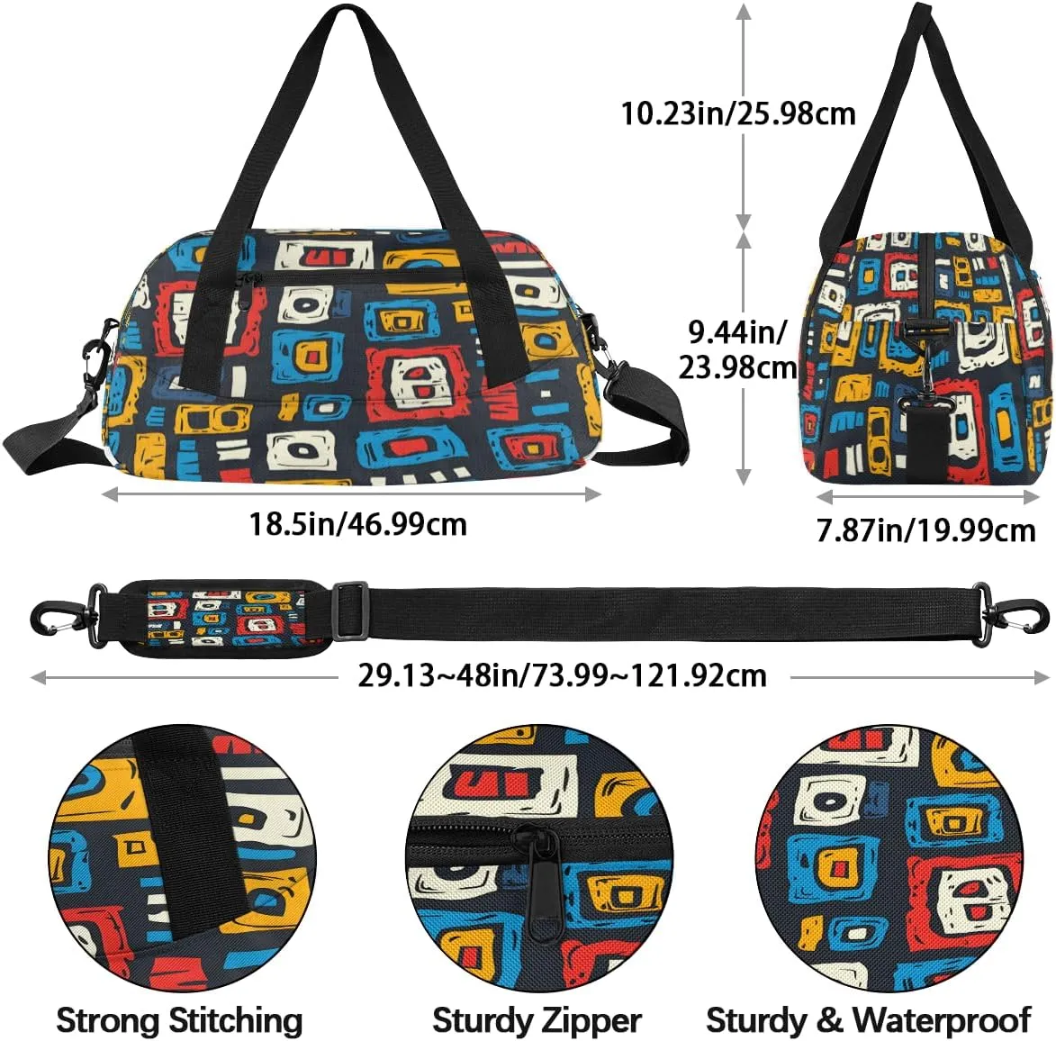 Scrawl Circular Kids Duffle Bag Boys Girls Small Sport Dance Gym Bag for Overnight Travel Weekender Carry On