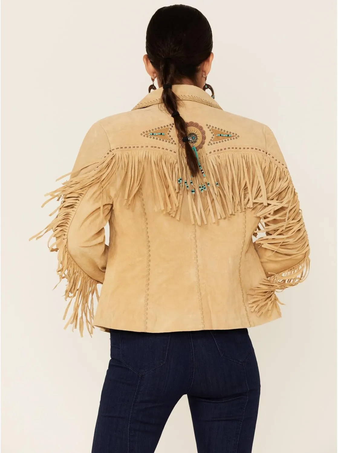 Scully Women's Fringe and Beaded Boar Suede Leather Jacket - L152-86