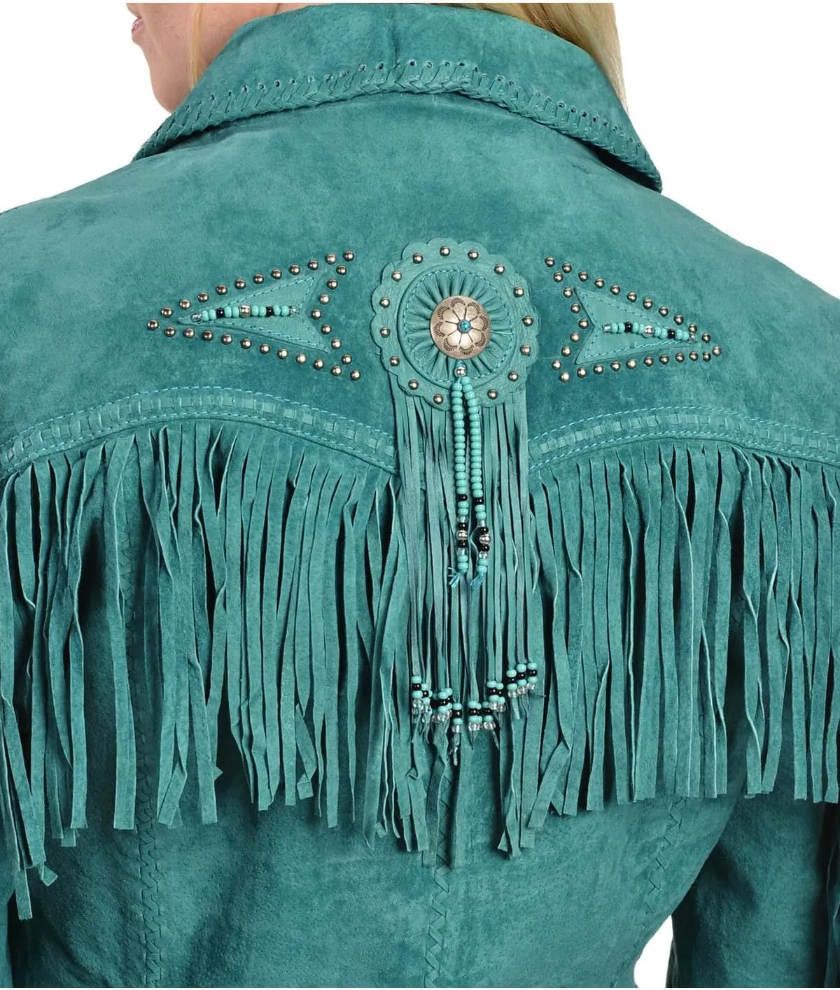 Scully Women's Fringe and Beaded Boar Suede Leather Jacket - L152-86