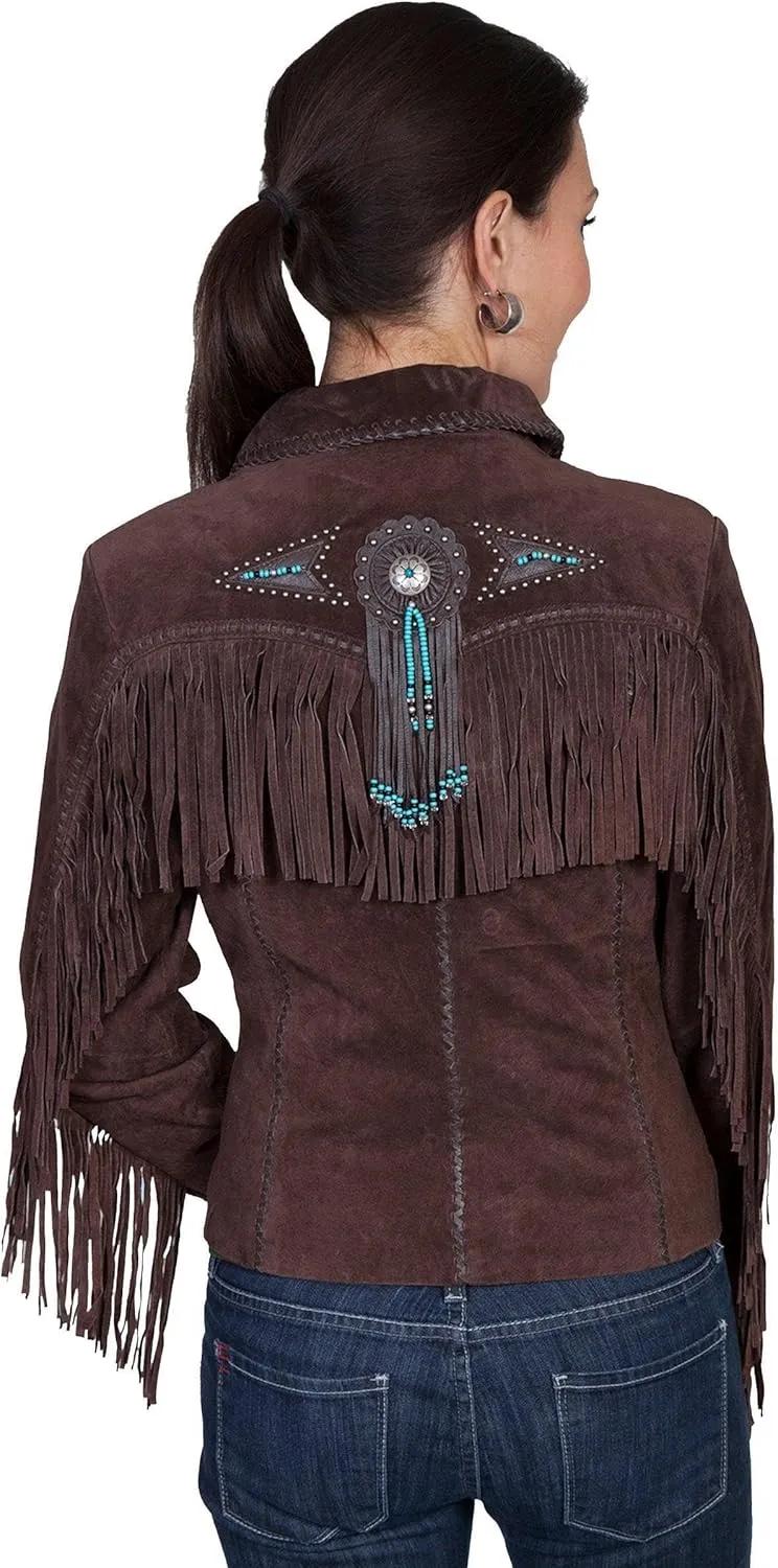 Scully Women's Fringe and Beaded Boar Suede Leather Jacket - L152-86