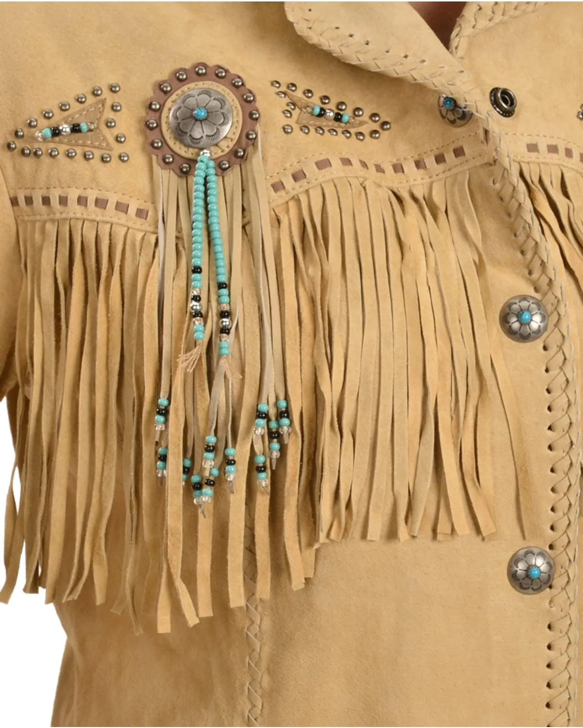 Scully Women's Fringe and Beaded Boar Suede Leather Jacket - L152-86