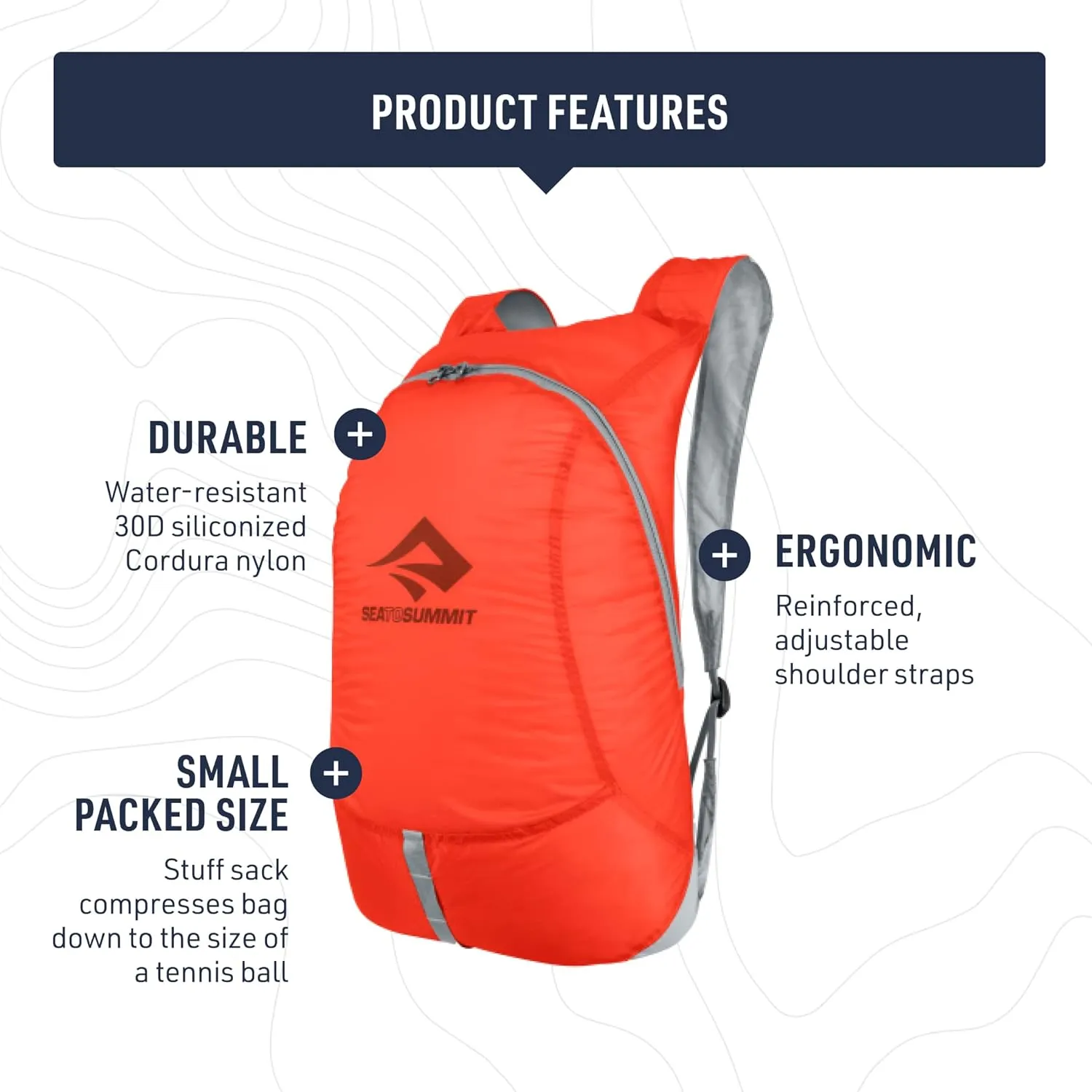 Sea to Summit Ultra-Sil Ultralight Day Pack, 20-Liter, Spicy Orange