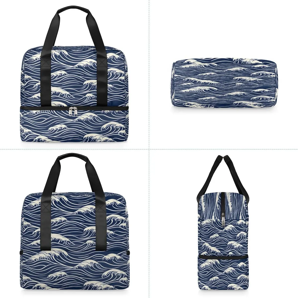 Seawater Print Travel Duffel Bag Dry Wet Separated Sports Tote Travel Duffle Bag Gym Workout Bag Women Travel Duffel Bag for Women, Travel, Gym, Work