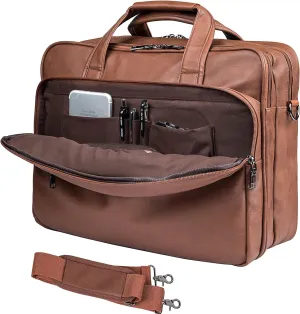 seyfocnia Leather Laptop Bag, Men's 15.6 Inche 17.3 Inche Messenger Briefcase Business Satchel Computer Handbag Shoulder Bag