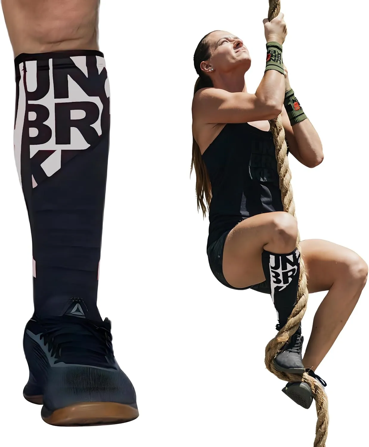 Shin Sleeves Pro Reflective 7mm neoprene, Deadlift, Rope Climb, Box Jumps for Men and Women(ONE Piece)