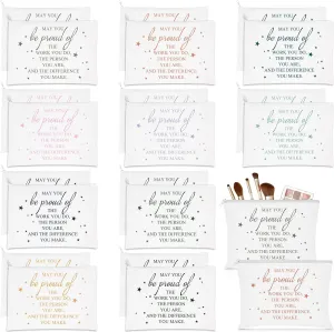Sieral 20 Pcs CNA Week Appreciation Gifts Cosmetic Bags May You Be Proud Cosmetic Pouch Motivational Gift Canvas Bag with Zipper Appreciation Makeup Bags for Graduation Nurse Volunteer(White)