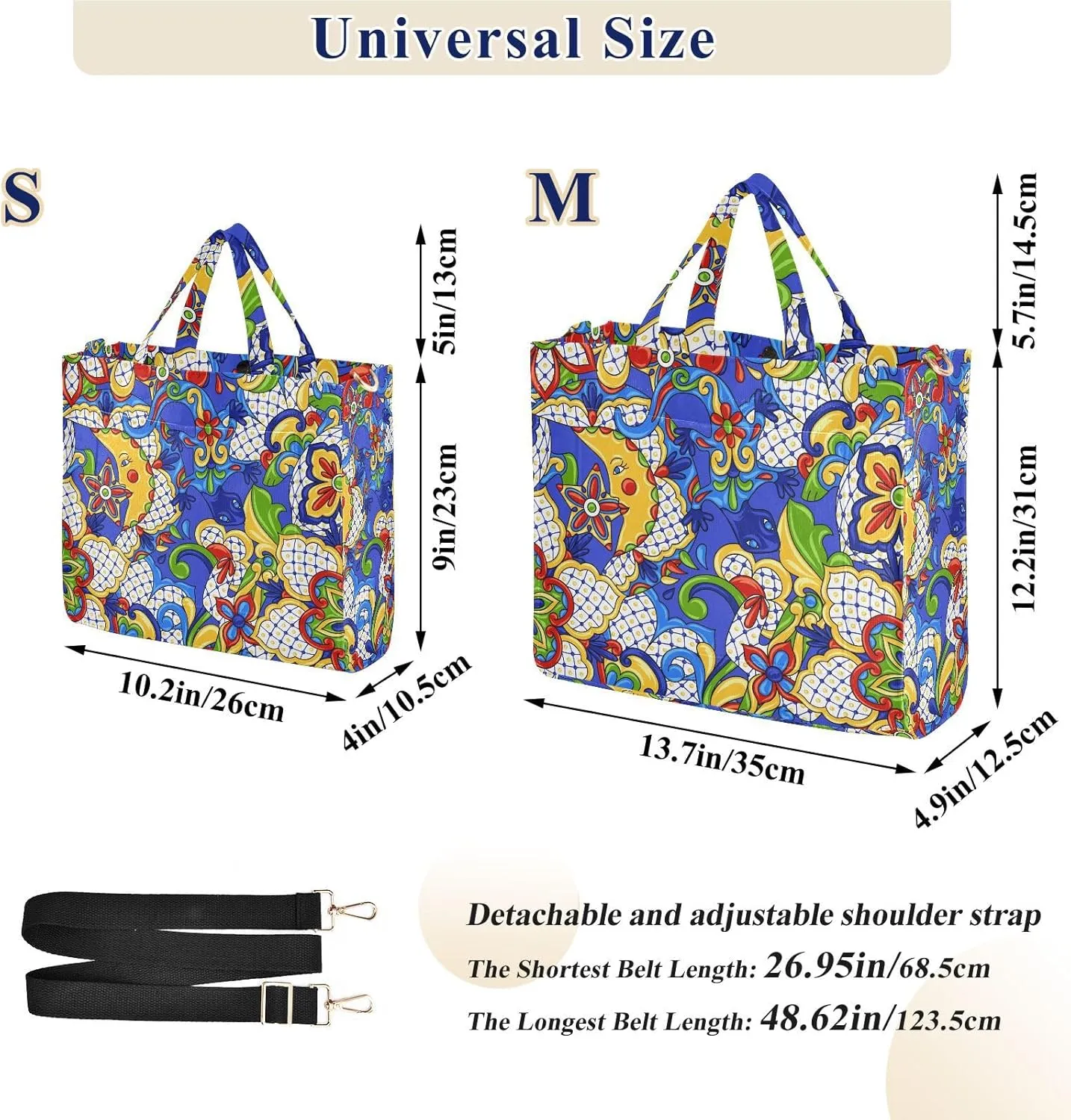 Sinestour Mexican Talavera Tote Bag for Women Shoulder Bag Purses Tote Handbag Travel Crossbody Bag for Vacation Beach Trip