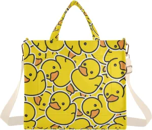 Sinestour Rubber Duck Tote Bag for Women Corduroy Shoulder Bag Tote Handbag Travel Crossbody Bag for Office Trip Gifts