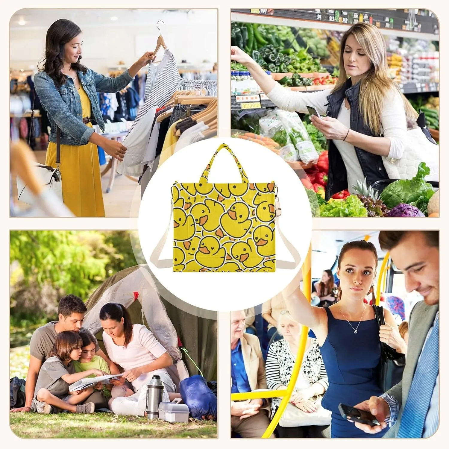Sinestour Rubber Duck Tote Bag for Women Corduroy Shoulder Bag Tote Handbag Travel Crossbody Bag for Office Trip Gifts