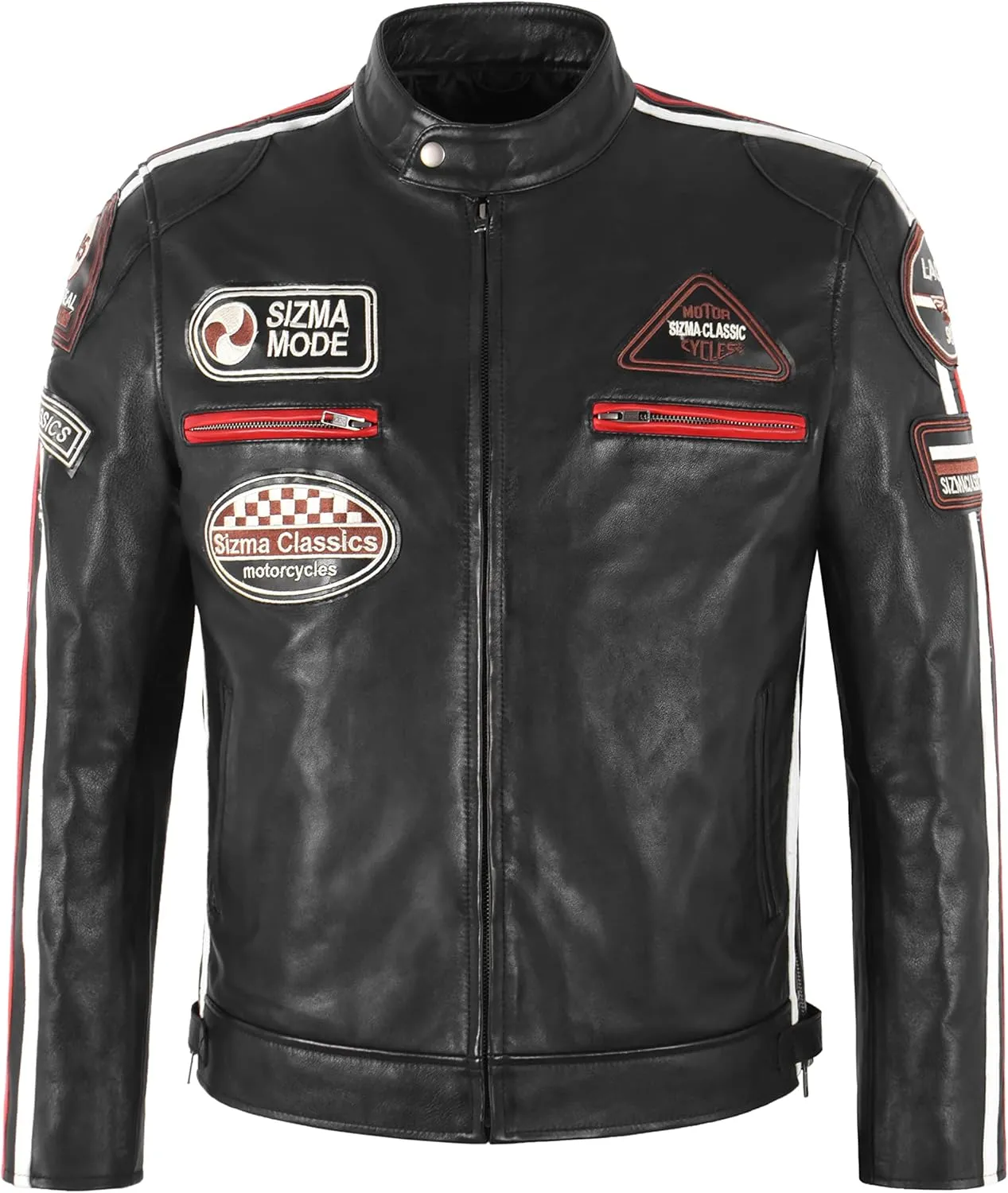 SIZMA Men's Leather Jacket Classic Motorcycle Fashion Real Lambskin Leather 5011