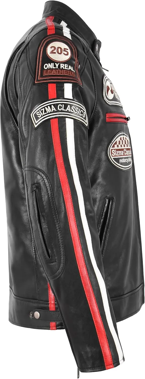 SIZMA Men's Leather Jacket Classic Motorcycle Fashion Real Lambskin Leather 5011