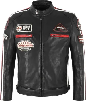 SIZMA Men's Leather Jacket Classic Motorcycle Fashion Real Lambskin Leather 5011