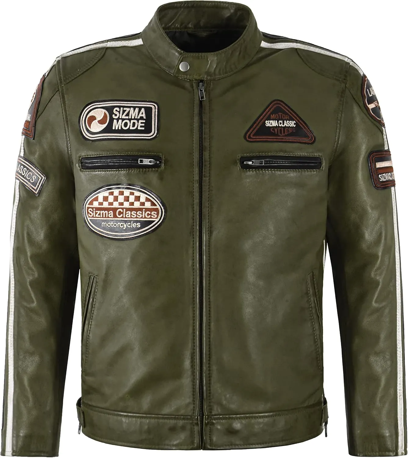 SIZMA Men's Leather Jacket Classic Motorcycle Fashion Real Lambskin Leather 5011