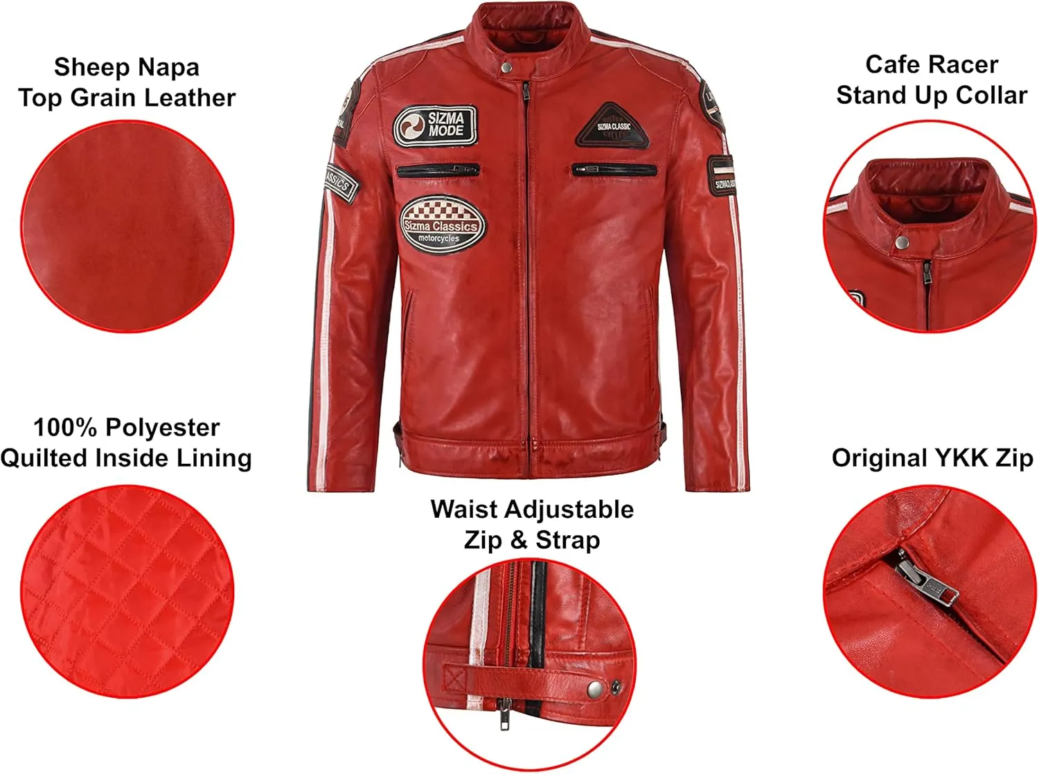 SIZMA Men's Leather Jacket Classic Motorcycle Fashion Real Lambskin Leather 5011