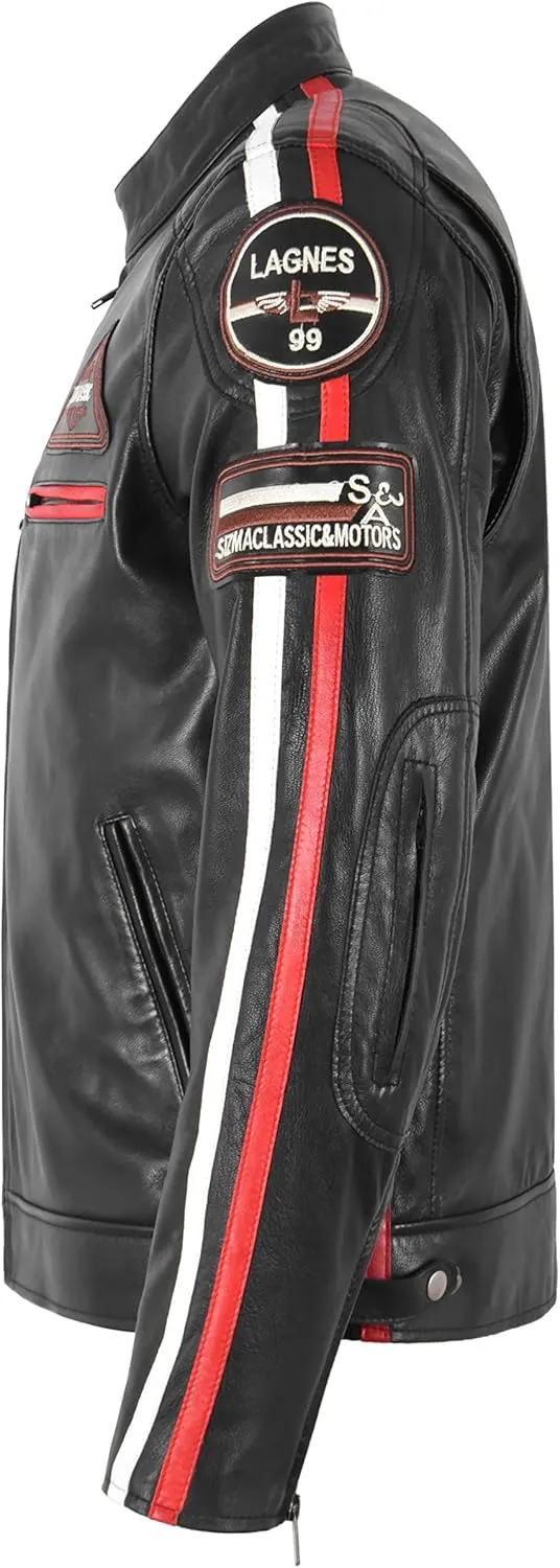 SIZMA Men's Leather Jacket Classic Motorcycle Fashion Real Lambskin Leather 5011