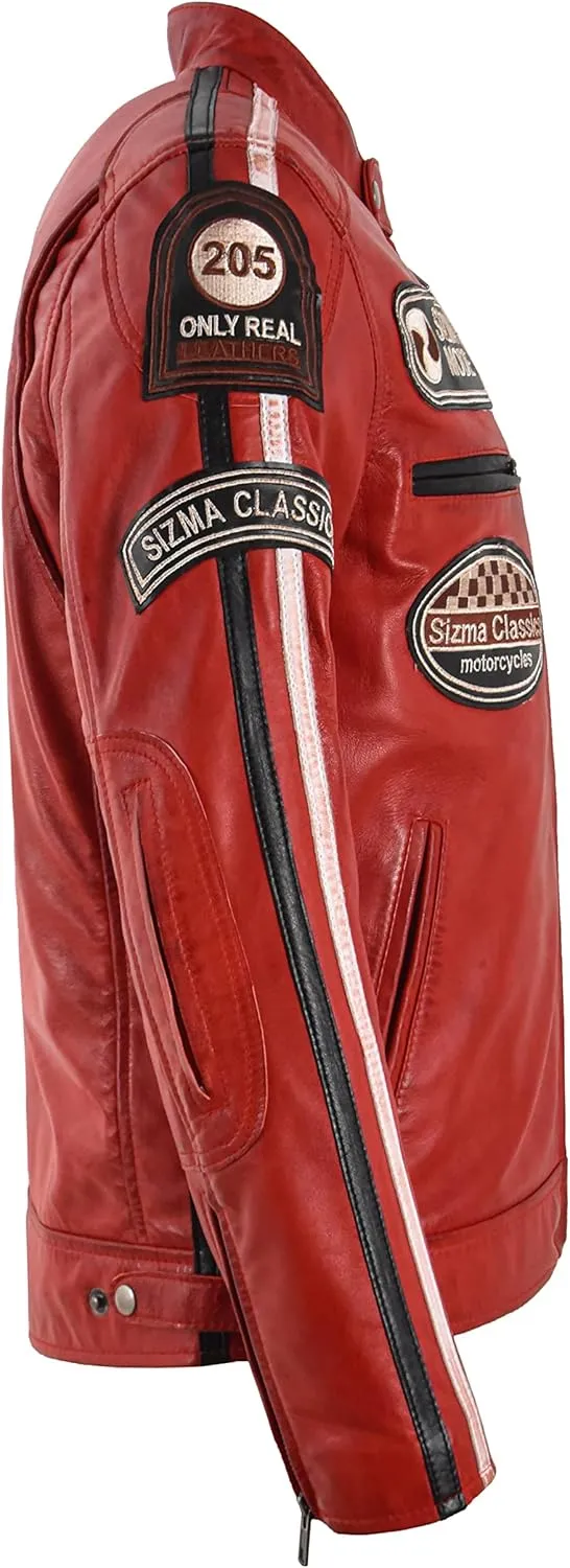 SIZMA Men's Leather Jacket Classic Motorcycle Fashion Real Lambskin Leather 5011