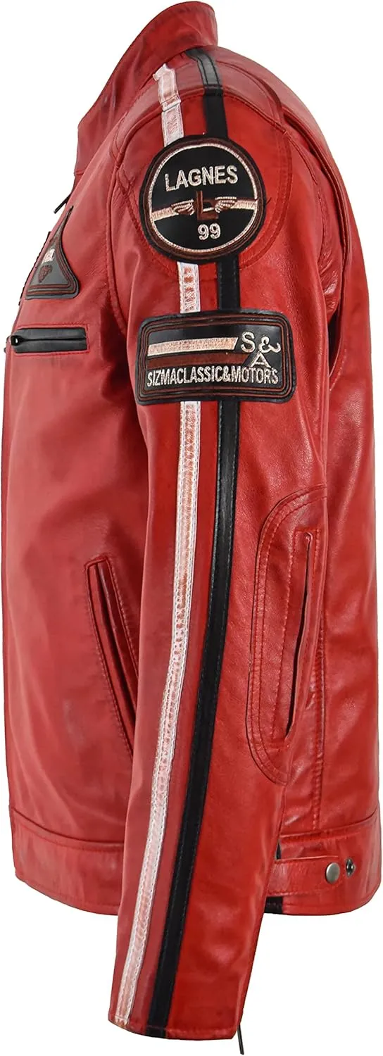 SIZMA Men's Leather Jacket Classic Motorcycle Fashion Real Lambskin Leather 5011