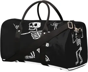 Skeleton Human Bones Pictures Travel Duffel Bag, Foldable Sport Gym Tote Bag, Waterproof Weekender Overnight Bag with Shoulder Strap, Carry On Luggage Handbag for Men and Women