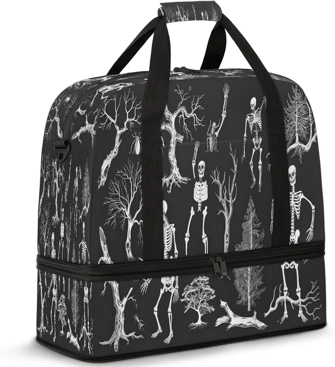 Skull Tree AbstractTravel Duffel Bags for Women & Men Large Sports Gym Bags Foldie Weekender Overnight Bag Carry On Tote Bag With Shoe Compartment Personal Item Bag for Travel Sports Gym