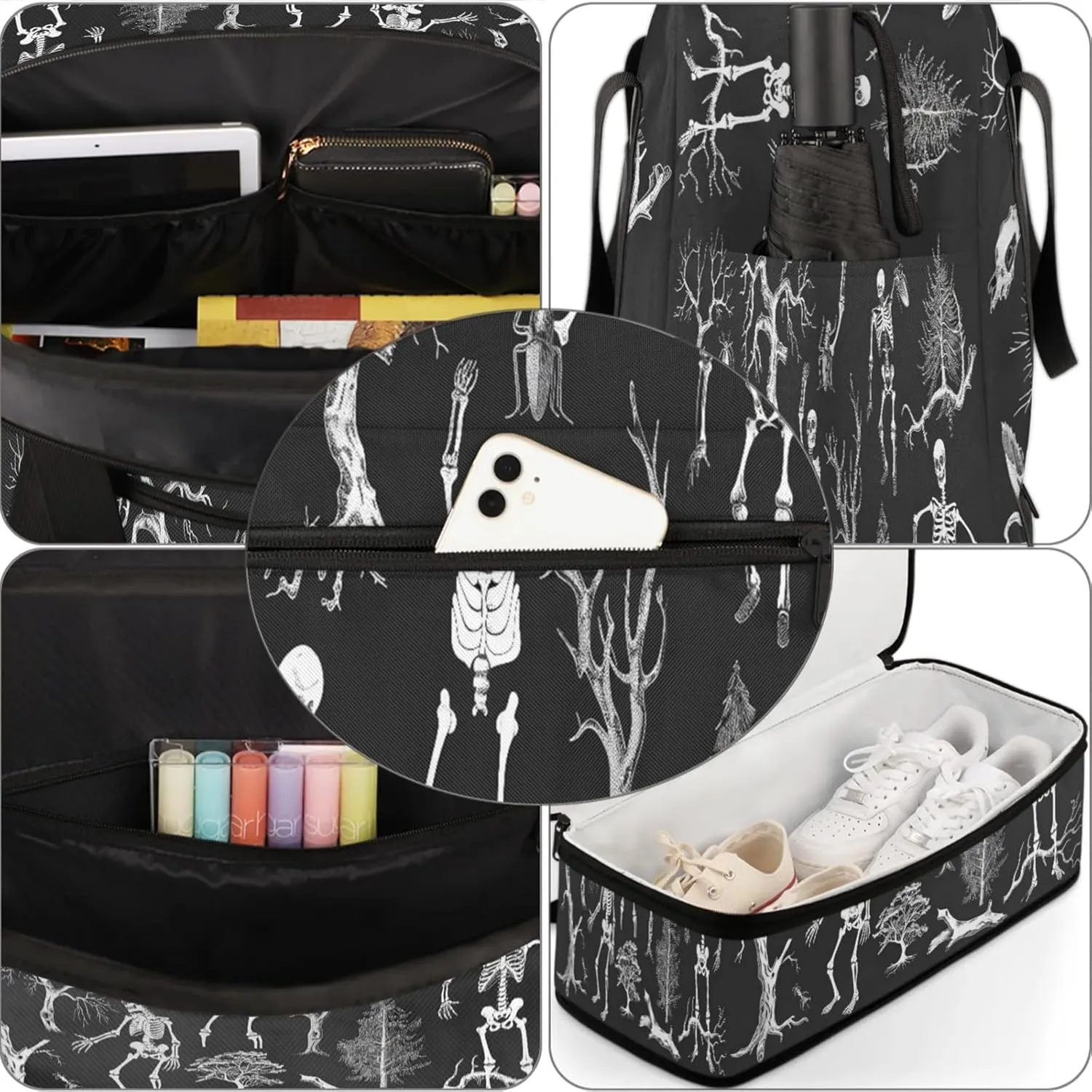 Skull Tree AbstractTravel Duffel Bags for Women & Men Large Sports Gym Bags Foldie Weekender Overnight Bag Carry On Tote Bag With Shoe Compartment Personal Item Bag for Travel Sports Gym