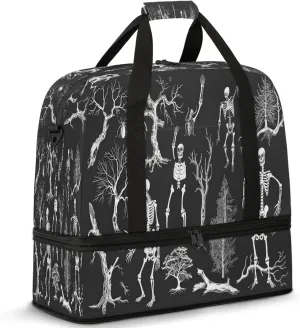 Skull Tree AbstractTravel Duffel Bags for Women & Men Large Sports Gym Bags Foldie Weekender Overnight Bag Carry On Tote Bag With Shoe Compartment Personal Item Bag for Travel Sports Gym