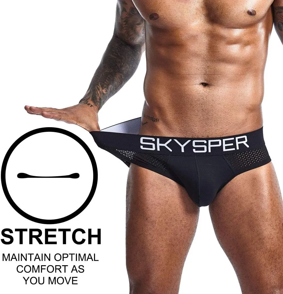 SKYSPER Men's Jockstrap Breathable Mesh 2pcs 3pcs 4pcs Jock Strap Male Underwear, Athletic Supporters for Men