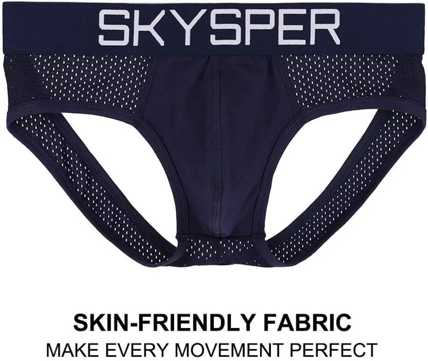 SKYSPER Men's Jockstrap Breathable Mesh 2pcs 3pcs 4pcs Jock Strap Male Underwear, Athletic Supporters for Men