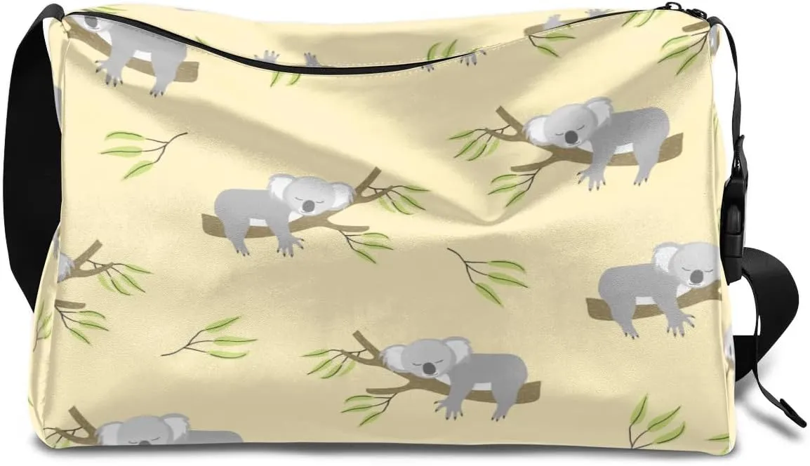 Sleeping Koala Bear Small Gym Bag for Men Women Workout Sport Duffle Bag Waterproof Weekender Overnight Bag Lightweight Carry on Tote Bag Crossbody Shoulder Travel Bag for Swim Yoge Dance