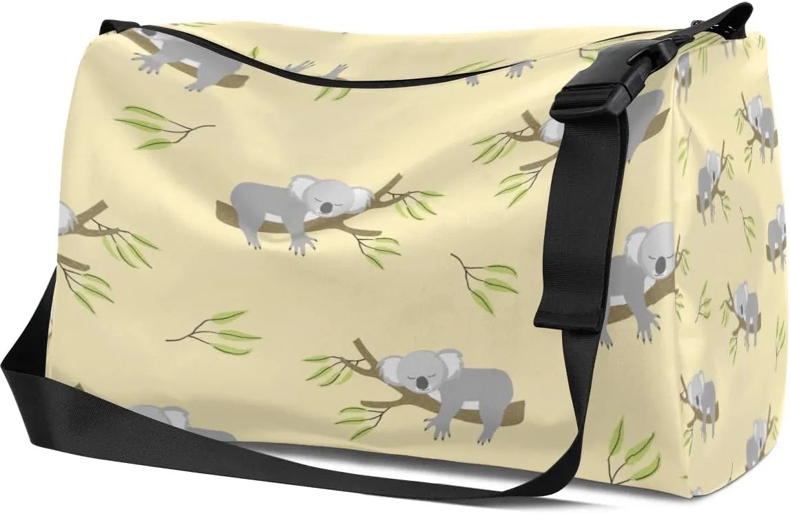 Sleeping Koala Bear Small Gym Bag for Men Women Workout Sport Duffle Bag Waterproof Weekender Overnight Bag Lightweight Carry on Tote Bag Crossbody Shoulder Travel Bag for Swim Yoge Dance