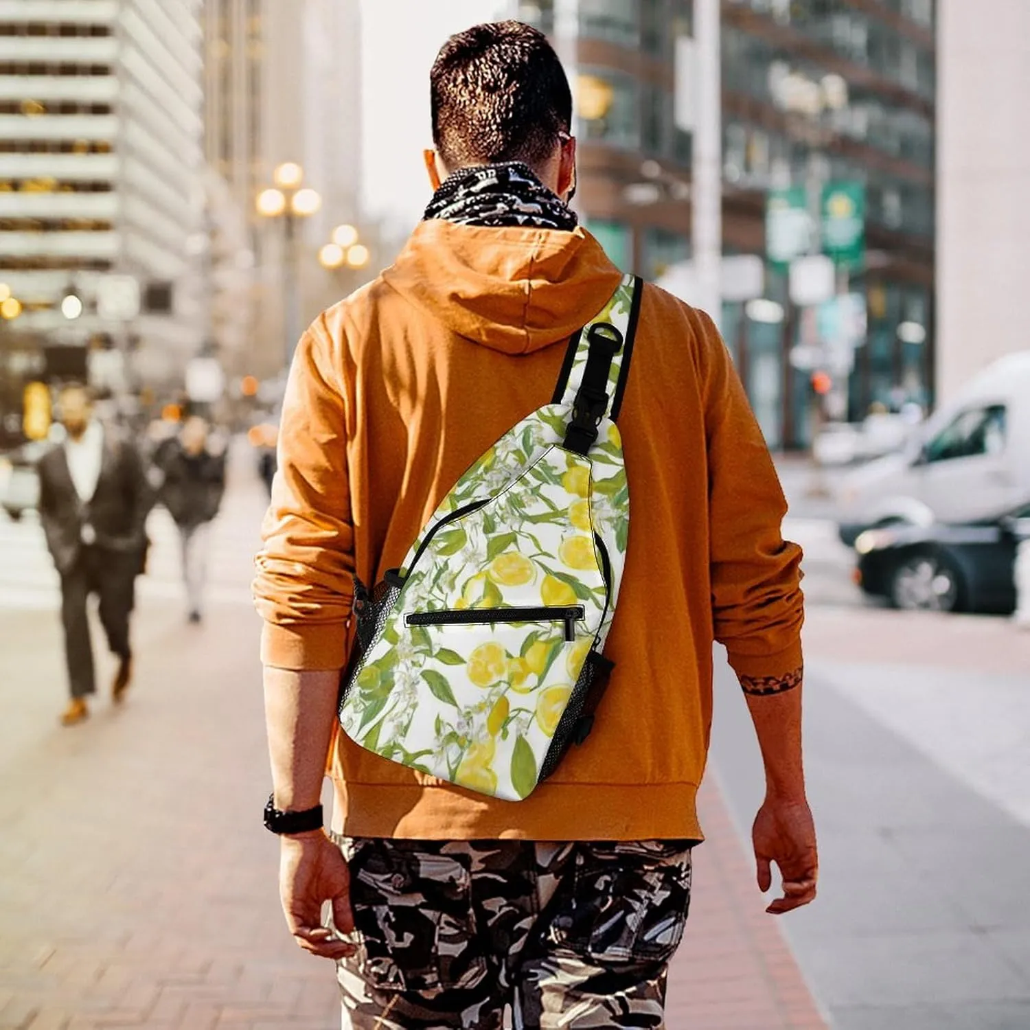 Sling Backpack for Women Men Multipurpose Anti-Theft Gym Crossbody Sack Satchel Outdoor Hiking Bag Tool Backpack, Lemon Tree Art Crossbody Daypacks Chest Packs