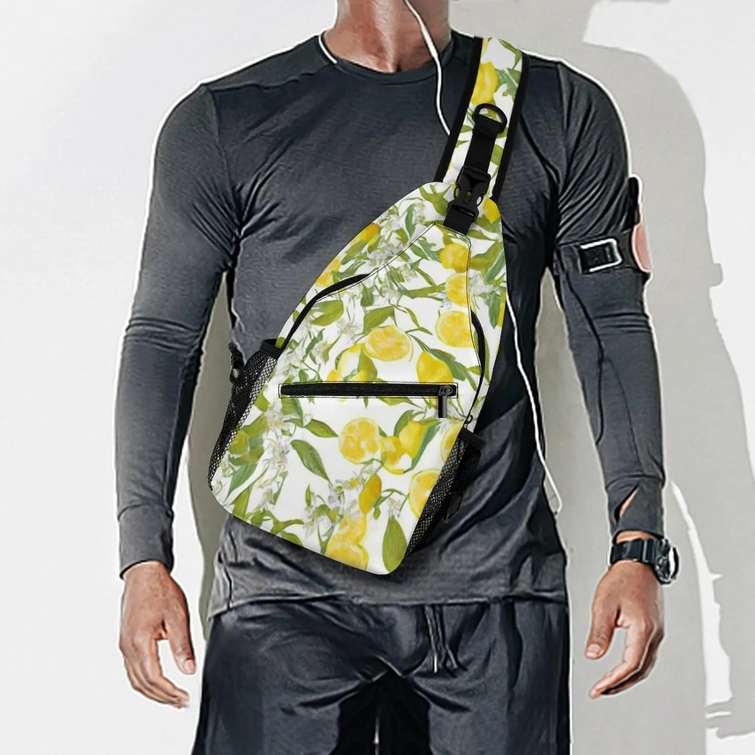 Sling Backpack for Women Men Multipurpose Anti-Theft Gym Crossbody Sack Satchel Outdoor Hiking Bag Tool Backpack, Lemon Tree Art Crossbody Daypacks Chest Packs