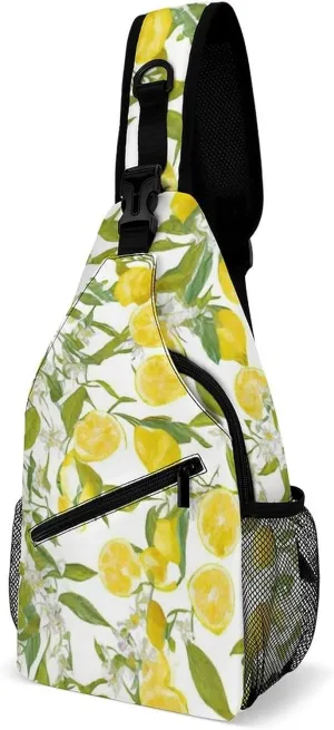 Sling Backpack for Women Men Multipurpose Anti-Theft Gym Crossbody Sack Satchel Outdoor Hiking Bag Tool Backpack, Lemon Tree Art Crossbody Daypacks Chest Packs