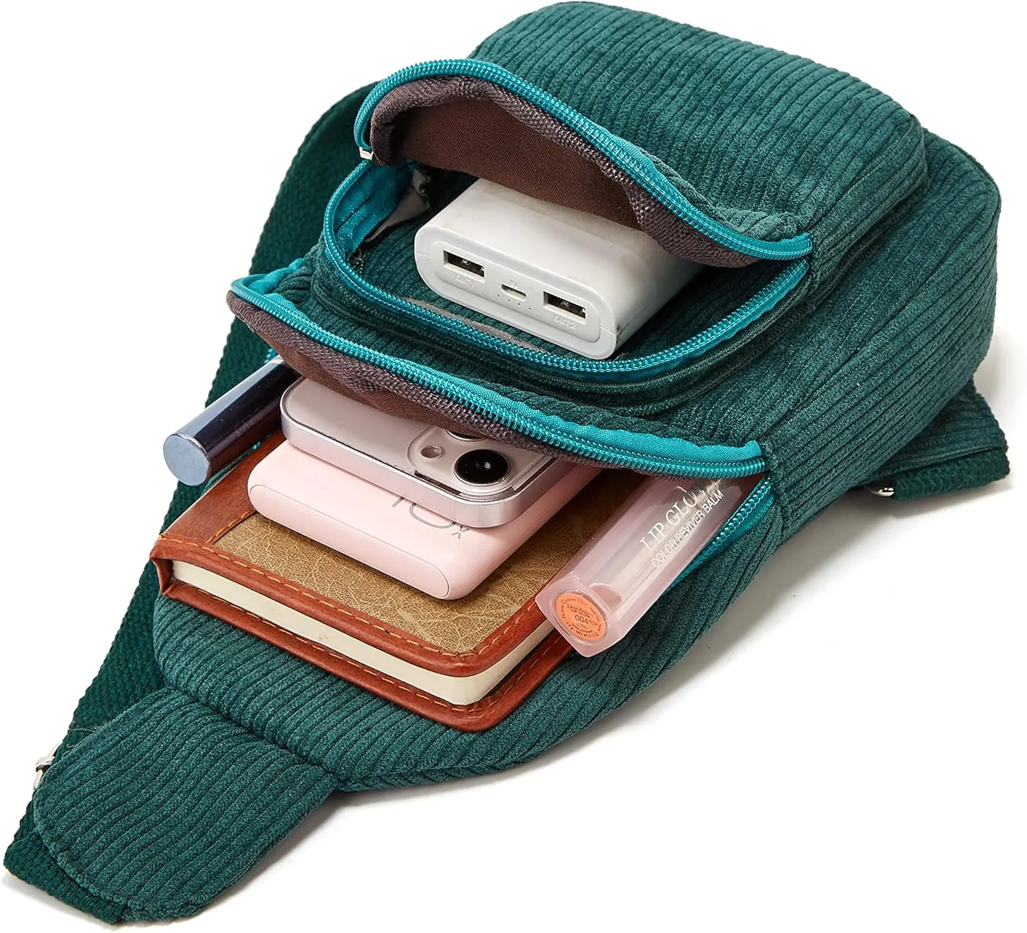 Sling Bag for Women Small Crossbody Sling Bag Corduroy Sling Backpack Fanny Belt Bag for Travel Sports Running Hiking