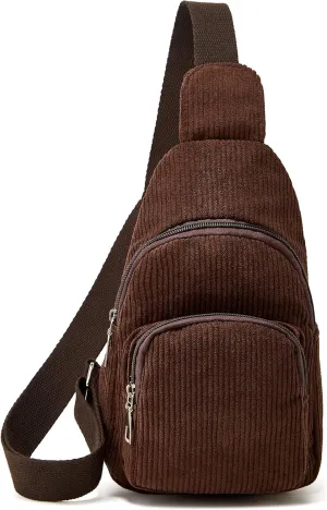 Sling Bag for Women Small Crossbody Sling Bag Corduroy Sling Backpack Fanny Belt Bag for Travel Sports Running Hiking