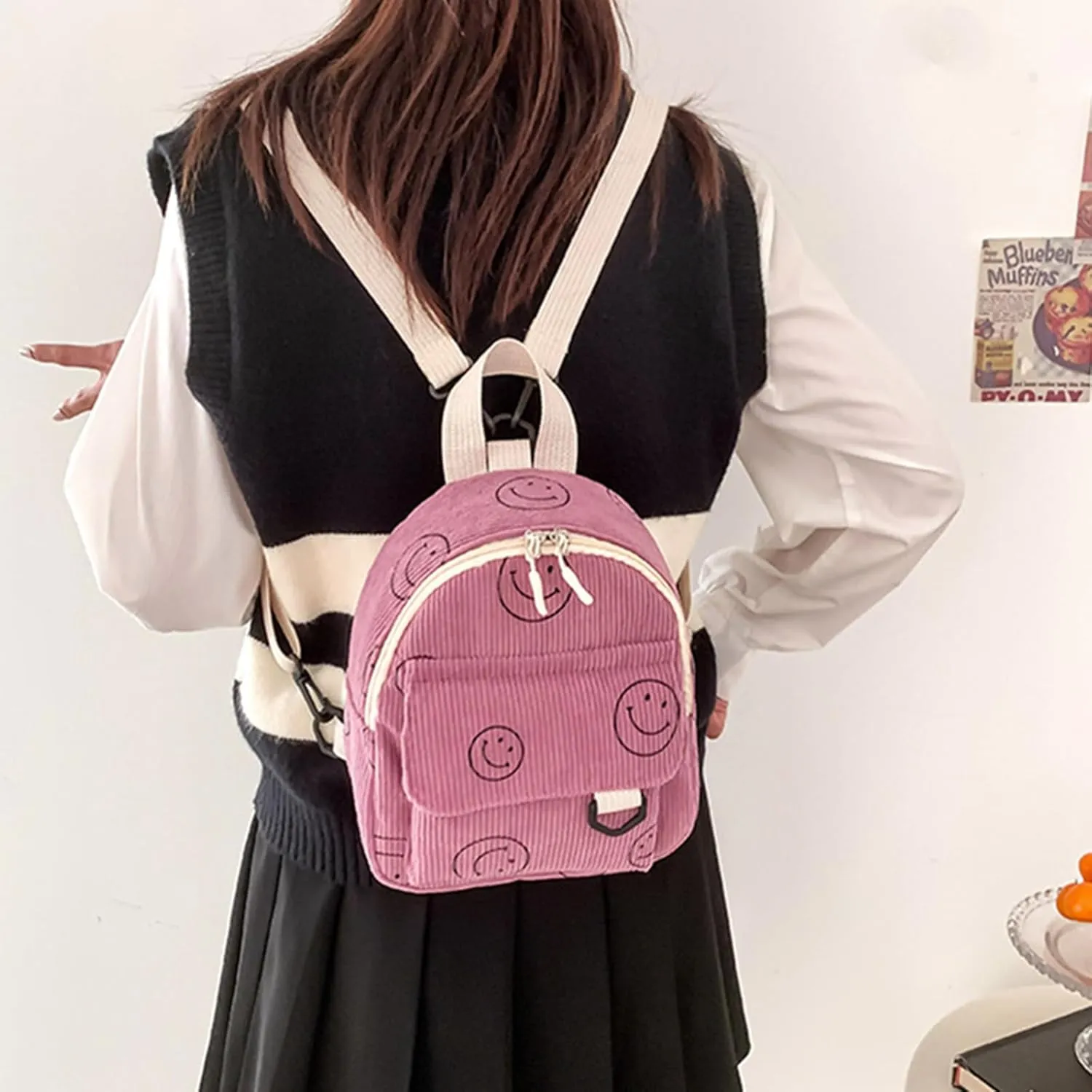 Small Backpack Purse Cute Mini Corduroy Bookbag Toddler Backpack School Bags for Women Girls Boys Teens Kids (pink)