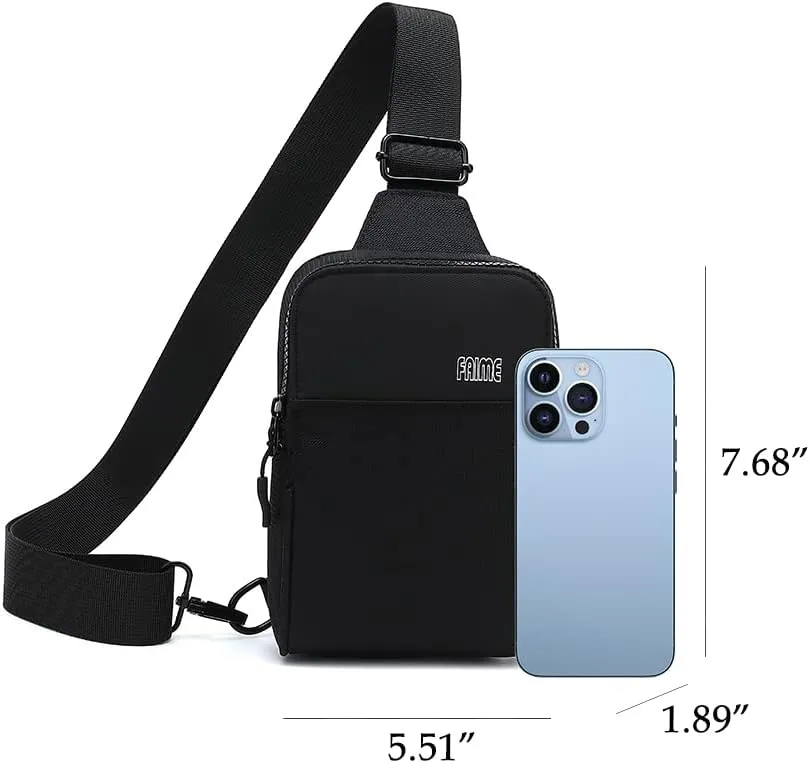 Small Crossbody Bags for Women & Men, Mini Sling Bag Fanny Packs Crossbody Purse, Chest Bag for Travelling, Hiking, Running (Black)