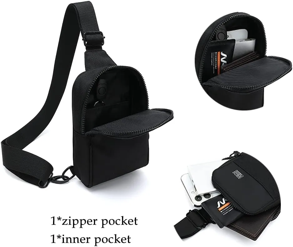 Small Crossbody Bags for Women & Men, Mini Sling Bag Fanny Packs Crossbody Purse, Chest Bag for Travelling, Hiking, Running (Black)