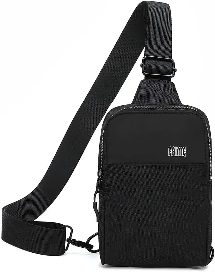 Small Crossbody Bags for Women & Men, Mini Sling Bag Fanny Packs Crossbody Purse, Chest Bag for Travelling, Hiking, Running (Black)
