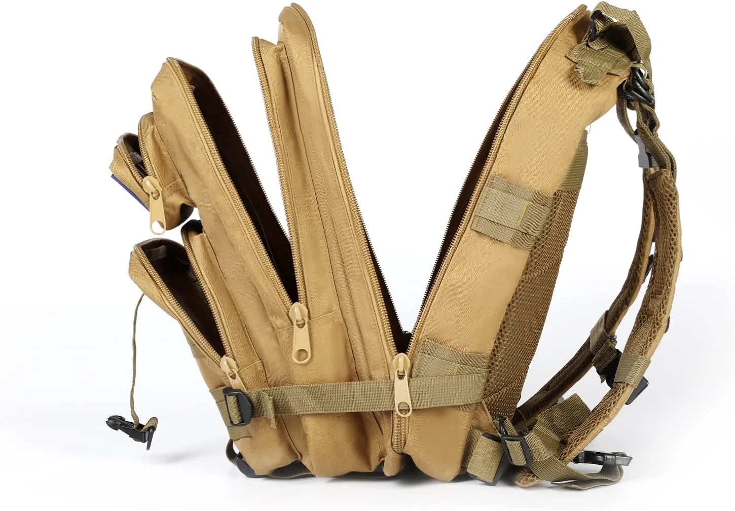 Small Tactical Backpack Military Survival Molle Army Go Bag Hunting Gym Rucking Hiking Camping Motorcycle Rucksack With Weights for Men and Women 30L (Khaki)