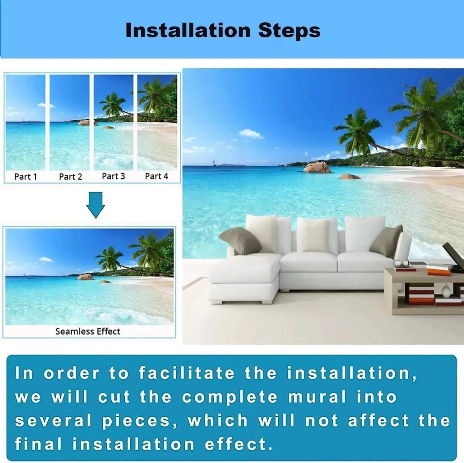 Snow Mountain Waterfall Self-Adhesive Mural Plateau Wallpaper Natural Scenery Mural Home Decor Living Room Sofa TV Study Background Wall Mural