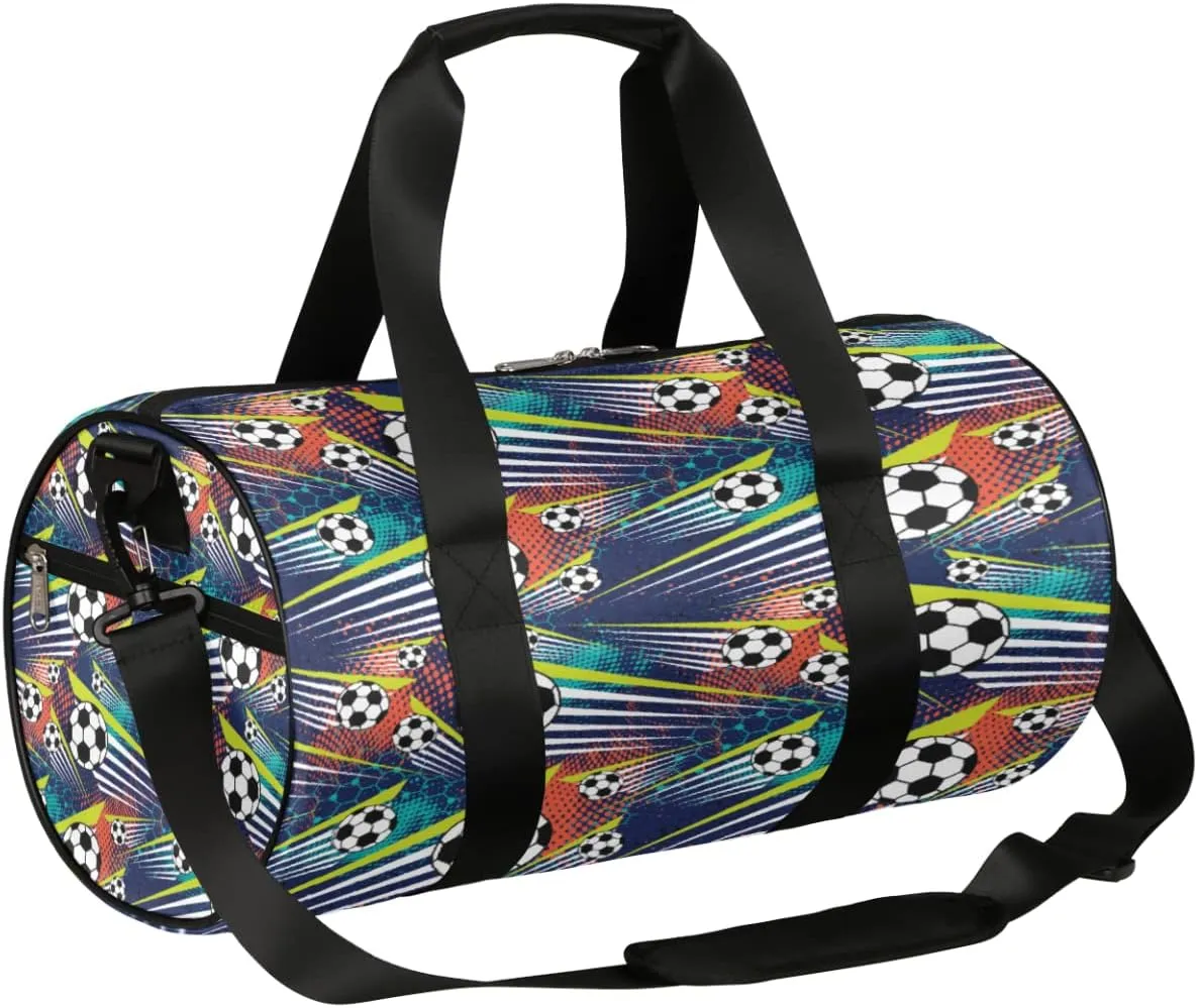 Soccer Ball Sport Gym Bag Small Gym Duffel Bags for Men Women Overnight Weekender Bag Lightweight Sport Duffle Bag Carry On Gymbag