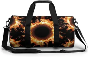 Solar Eclipse Pattern Gym Bag for Men Women Cylindrical Gym Duffle Bags Travel Sports Carryon Gymbag 17.7in/9in/9in