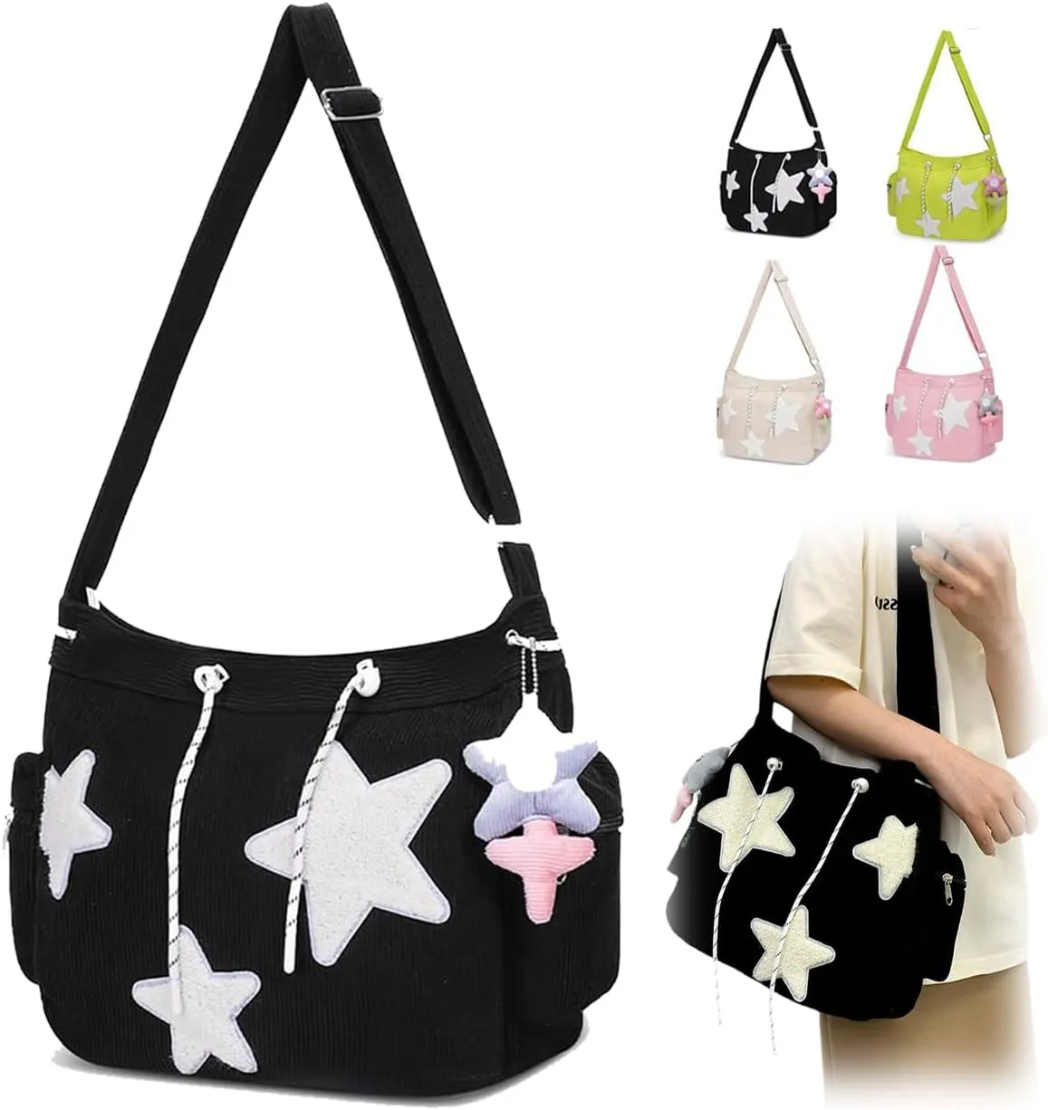 Solarix Bag, Solarix Crossbody Bag, Large Capacity Y2k Shoulder Bag, Cute Corduroy Messenger Tote Bag for Women