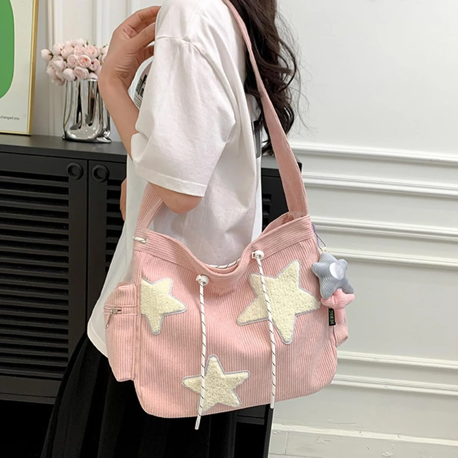 Solarix Bag, Solarix Crossbody Bag, Large Capacity Y2k Shoulder Bag, Cute Corduroy Messenger Tote Bag for Women