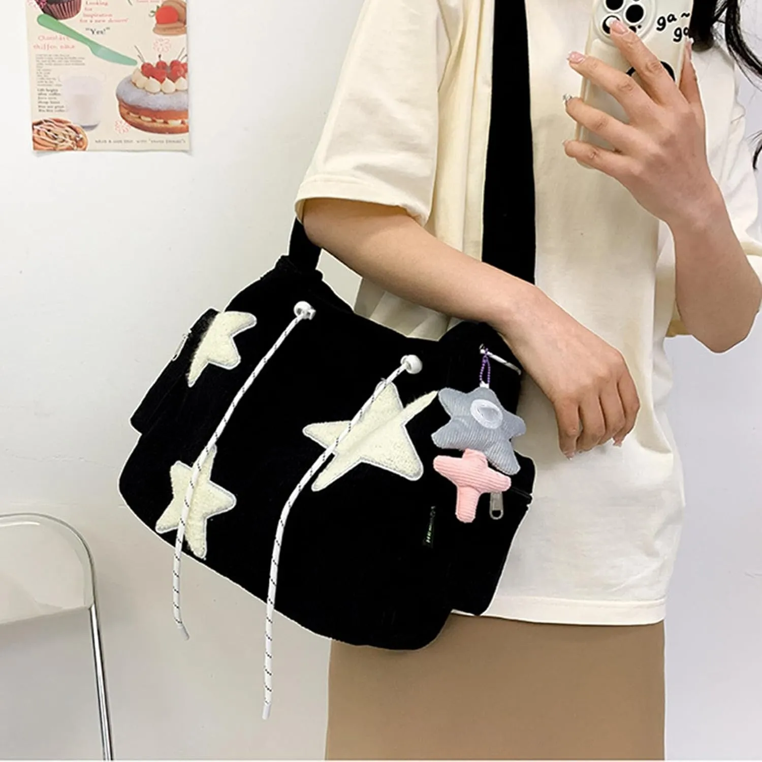 Solarix Bag, Solarix Crossbody Bag, Large Capacity Y2k Shoulder Bag, Cute Corduroy Messenger Tote Bag for Women