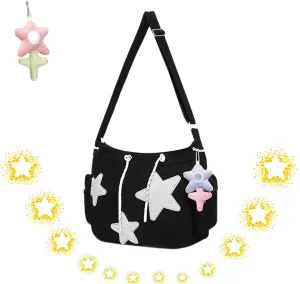 Solarix Crossbody Bag, Solarix Bag, Kawaii Zipper Messenger Bag Corduroy Tote Bag Y2k Star Tote Hobo Bag