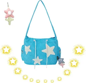 Solarix Crossbody Bag, Solarix Bag, Kawaii Zipper Messenger Bag Corduroy Tote Bag Y2k Star Tote Hobo Bag