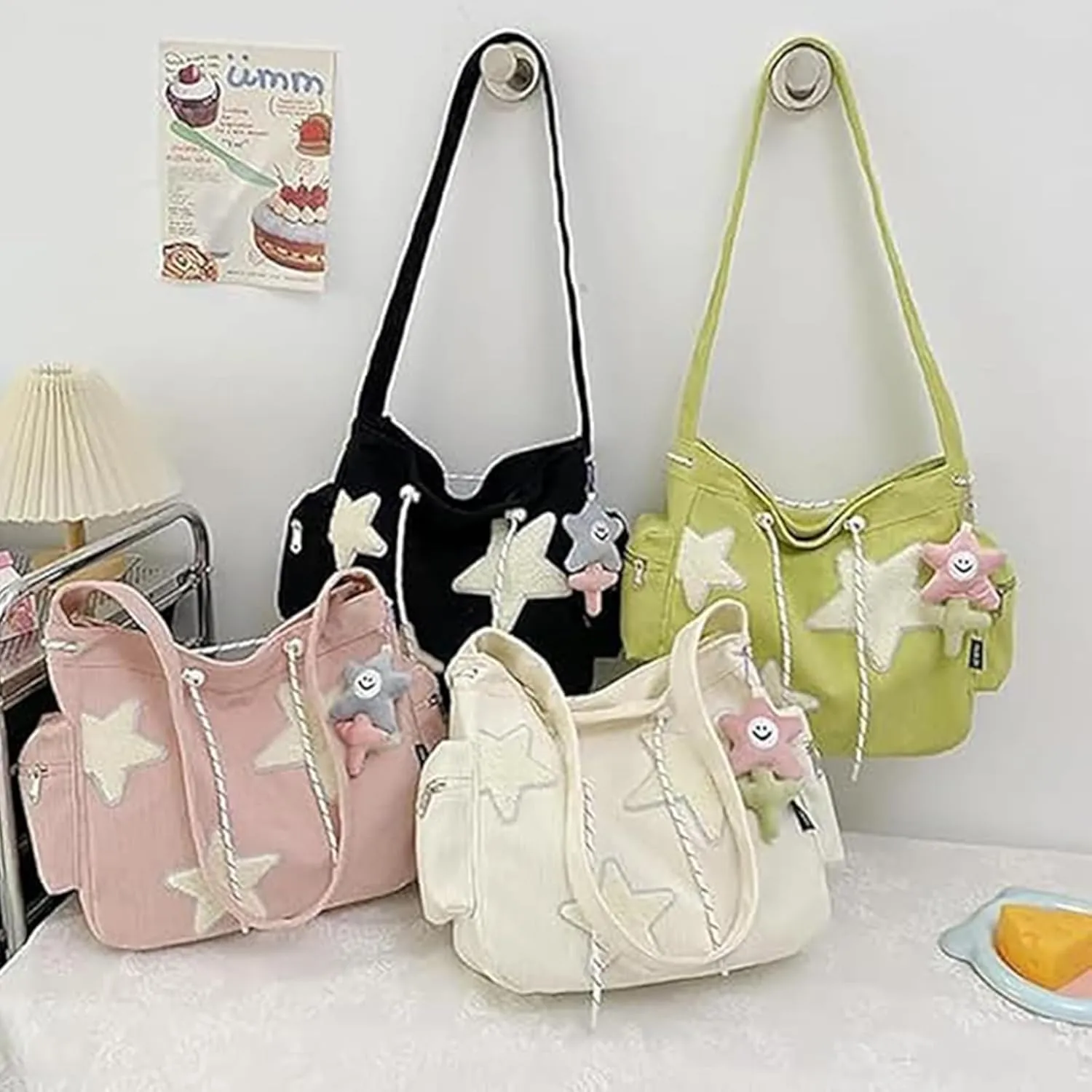 Solarix Crossbody Bag, Solarix Bag, Kawaii Zipper Messenger Bag Corduroy Tote Bag Y2k Star Tote Hobo Bag
