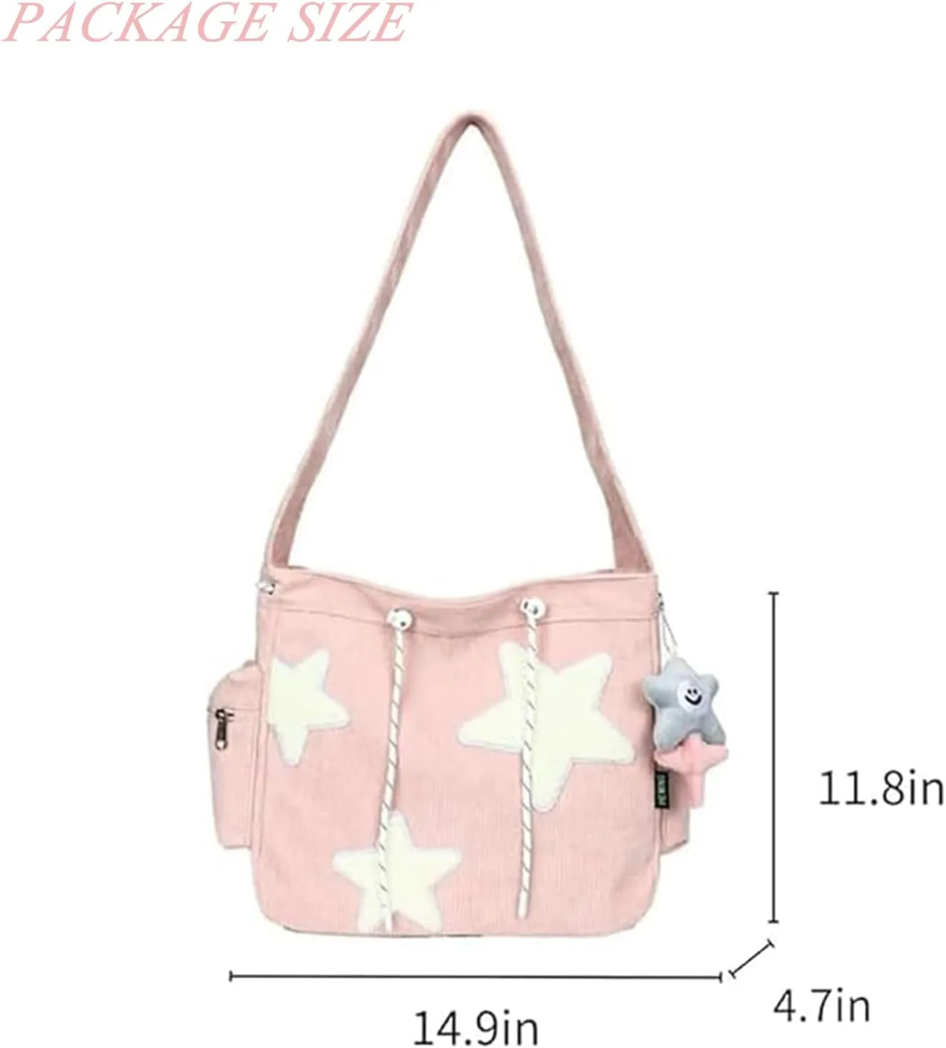 Solarix Crossbody Bag, Solarix Bag, Kawaii Zipper Messenger Bag Corduroy Tote Bag Y2k Star Tote Hobo Bag