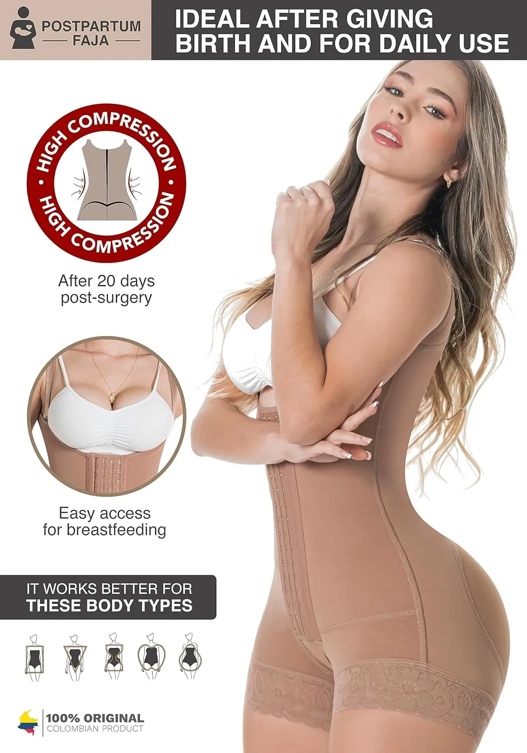Sonryse Fajas Colombianas Postparto Cesarea Postpartum Girdle Underwear for Women High Compression Stage 2 Faja
